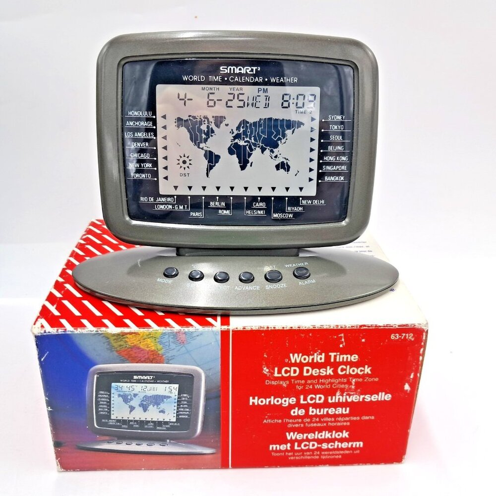 Intertan Smart2 World Time LCD Desk Clock -Transparant-Model 63-712 Radio Shack
